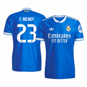 611440_1 F. MENDY #23 Authentic Real Madrid Third Away Soccer Jersey 2025/26 Blue