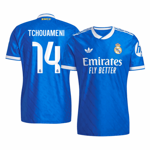 611464_1 TCHOUAMENI #14 Authentic Real Madrid Third Away Soccer Jersey 2025/26 Blue