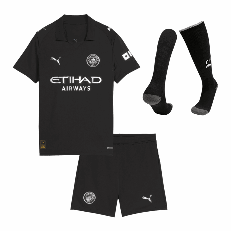 616071_1 Kid's Manchester City Away Soccer Jersey Kit(Jersey+Shorts+Socks) 2025/26 Black