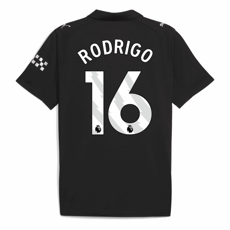 613999_3 RODRIGO #16 Manchester City Away Soccer Jersey 2025/26 Black
