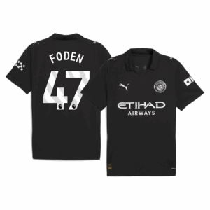 614000_1 FODEN #47 Manchester City Away Soccer Jersey 2025/26 Black
