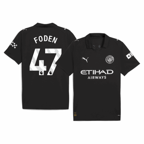 614000_1 FODEN #47 Manchester City Away Soccer Jersey 2025/26 Black