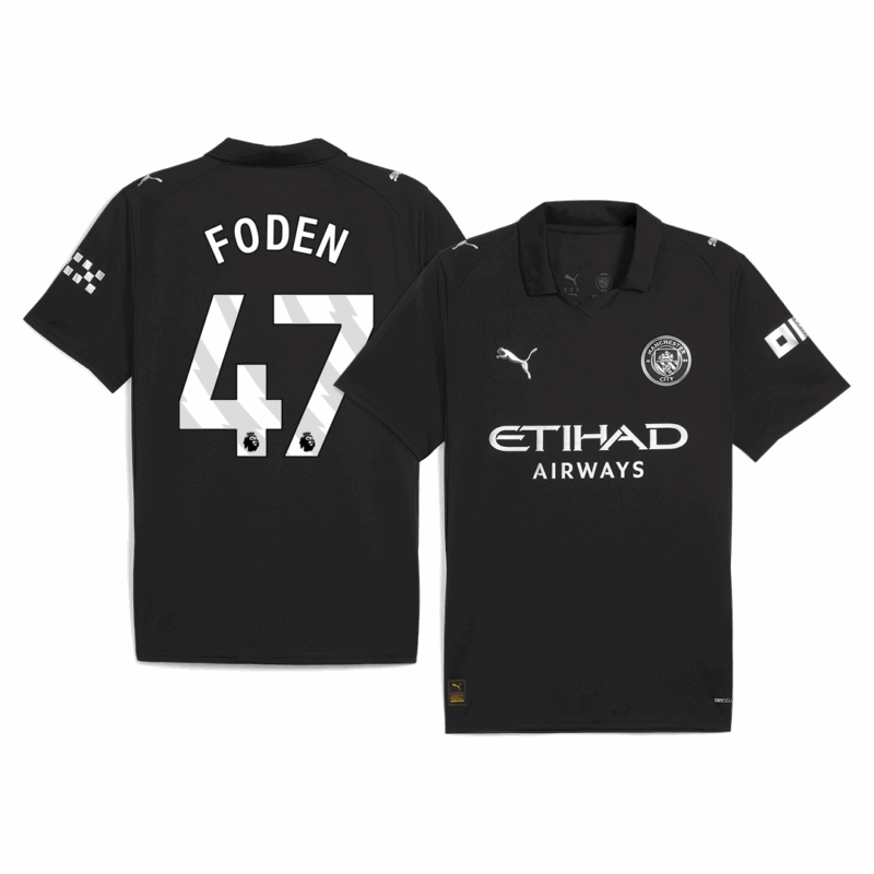 614000_1 FODEN #47 Manchester City Away Soccer Jersey 2025/26 Black
