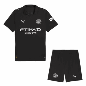 614001_1 Manchester City Away Soccer Jersey Kit(Jersey+Shorts) 2025/26 Black