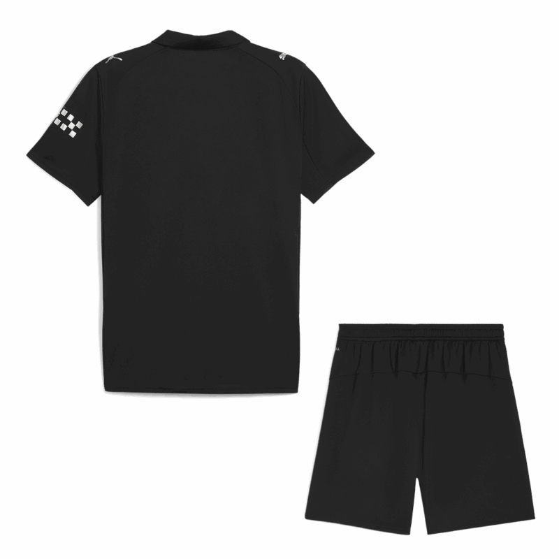 614001_2 Manchester City Away Soccer Jersey Kit(Jersey+Shorts) 2025/26 Black