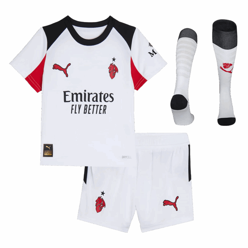 625667_1 Kid's AC Milan Away Soccer Jersey Kit(Jersey+Shorts+Socks) 25/26 White