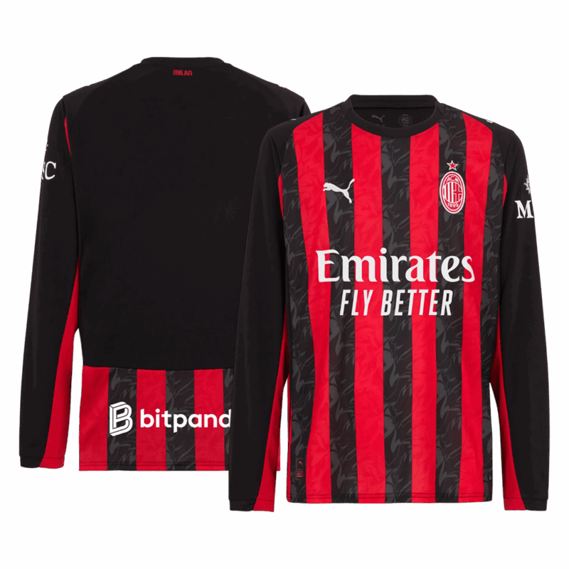 618201_3 AC Milan Long Sleeve Home Soccer Jersey 2025/26