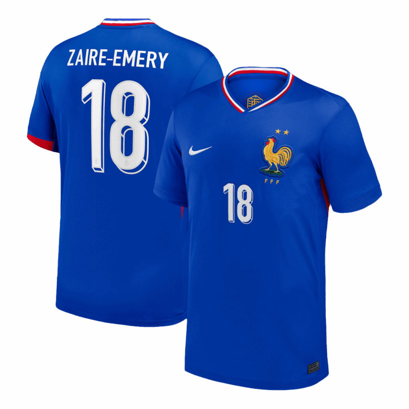 611845_1 ZAIRE-EMERY #18 France Euro Home Soccer Jersey Blue