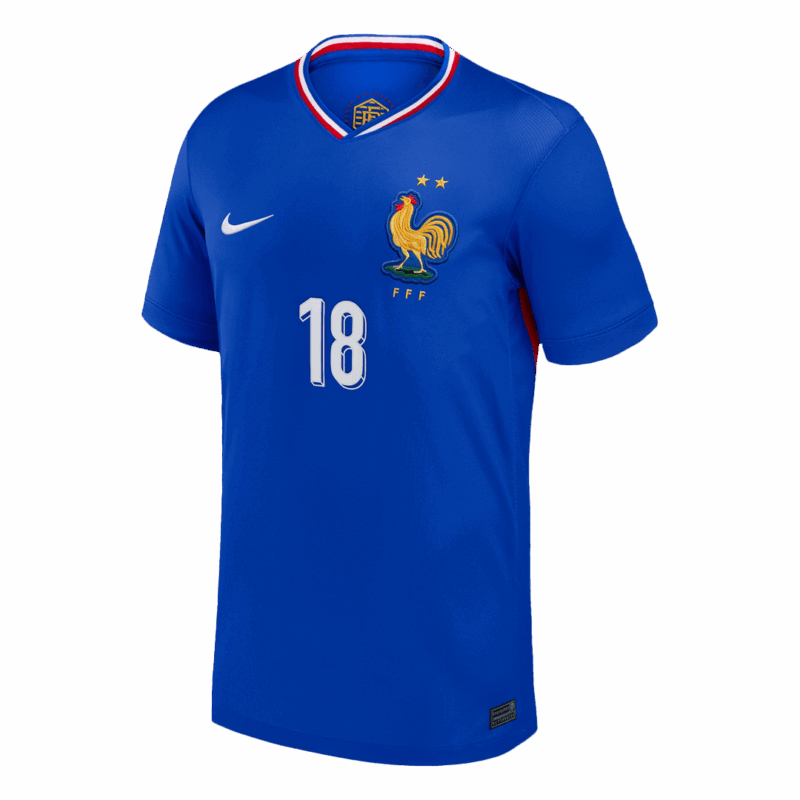 611845_2 ZAIRE-EMERY #18 France Euro Home Soccer Jersey Blue