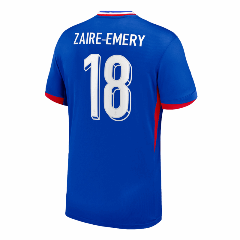 611845_3 ZAIRE-EMERY #18 France Euro Home Soccer Jersey Blue