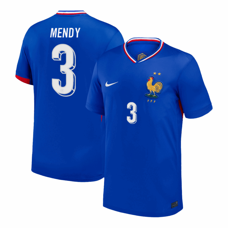 611911_1 MENDY #3 France Euro Home Soccer Jersey Blue