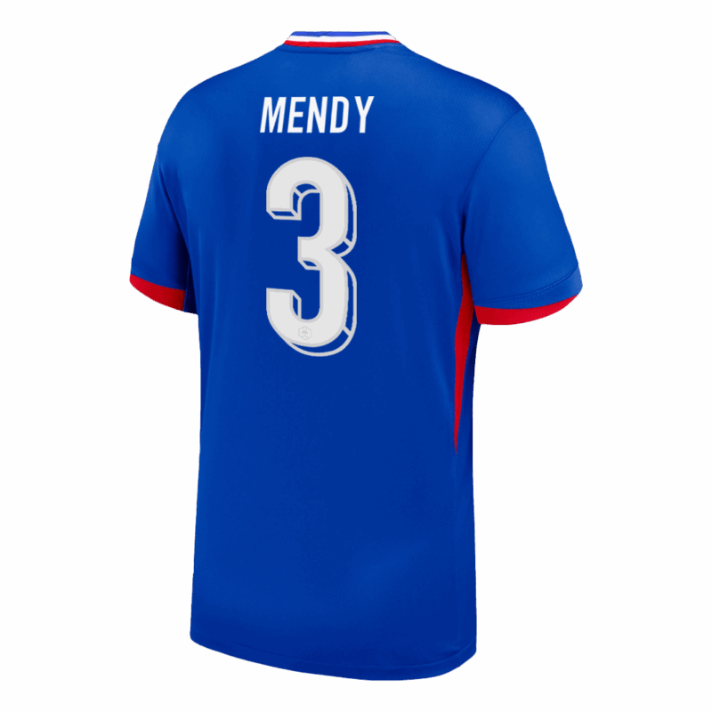 611911_3 MENDY #3 France Euro Home Soccer Jersey Blue