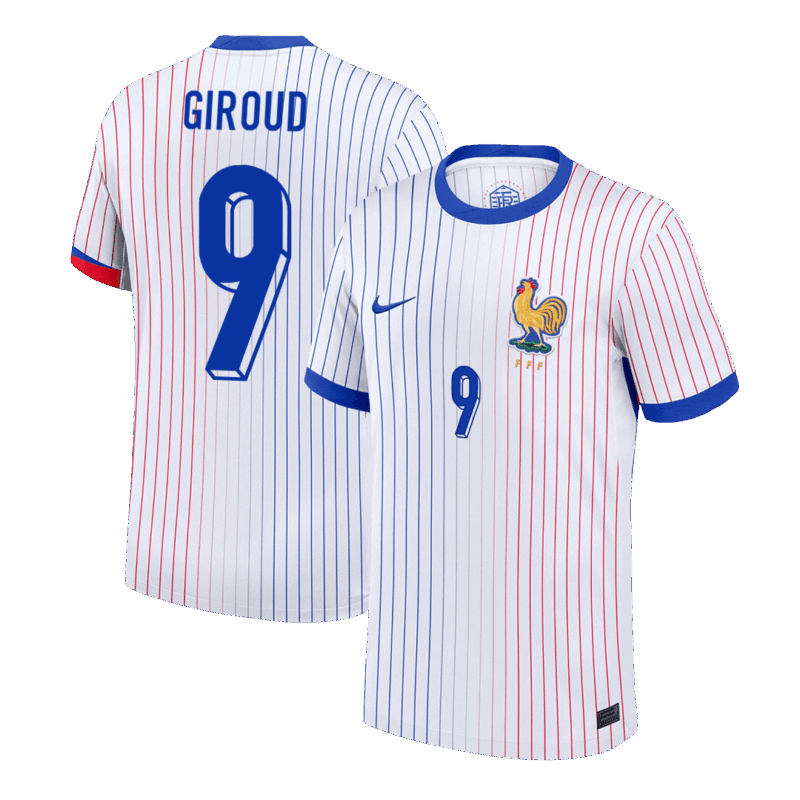 612363_1 GIROUD #9 France Euro Away Soccer Jersey White
