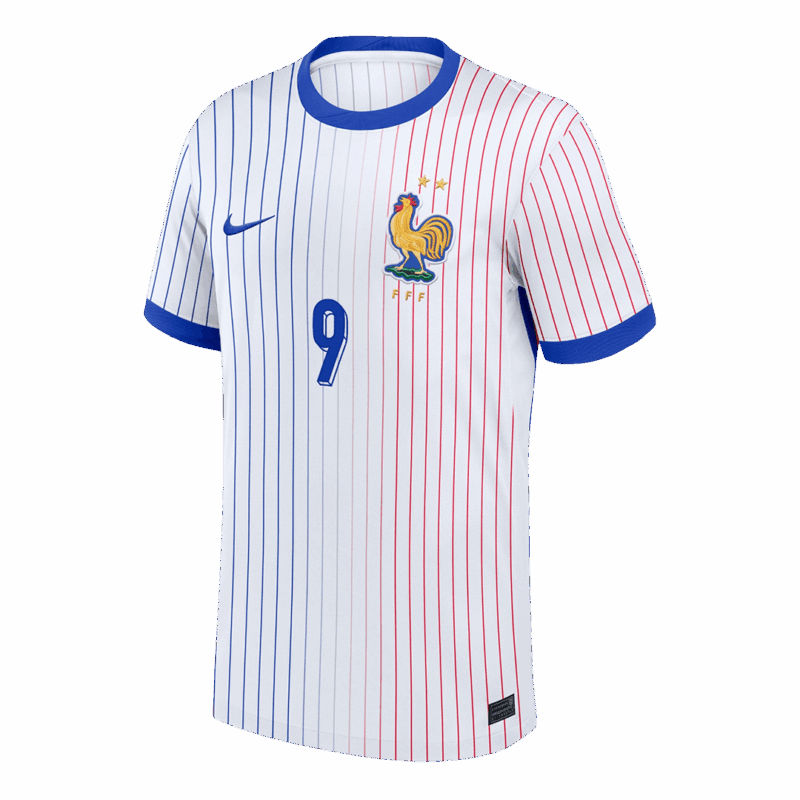 612363_2 GIROUD #9 France Euro Away Soccer Jersey White