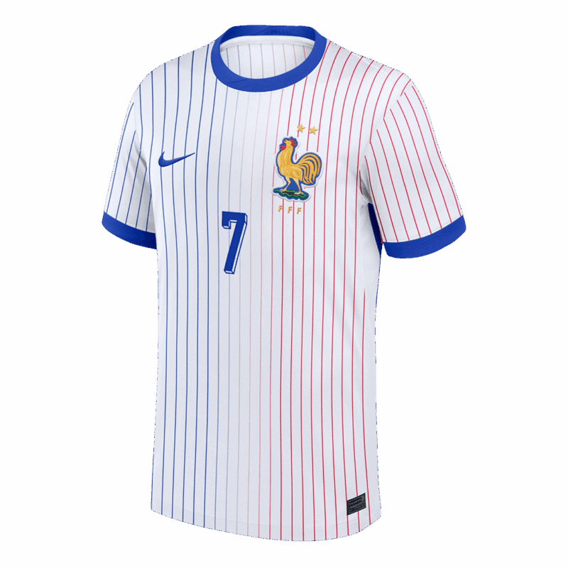 612407_2 GRIEZMANN #7 France Euro Away Soccer Jersey White