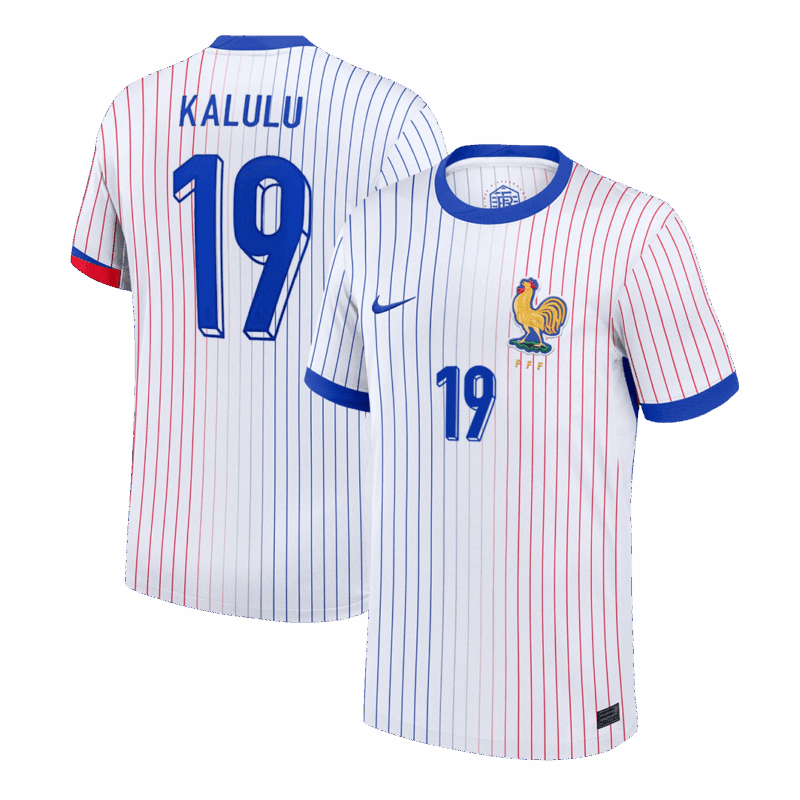 612825_1 KALULU #19 France Euro Away Soccer Jersey White